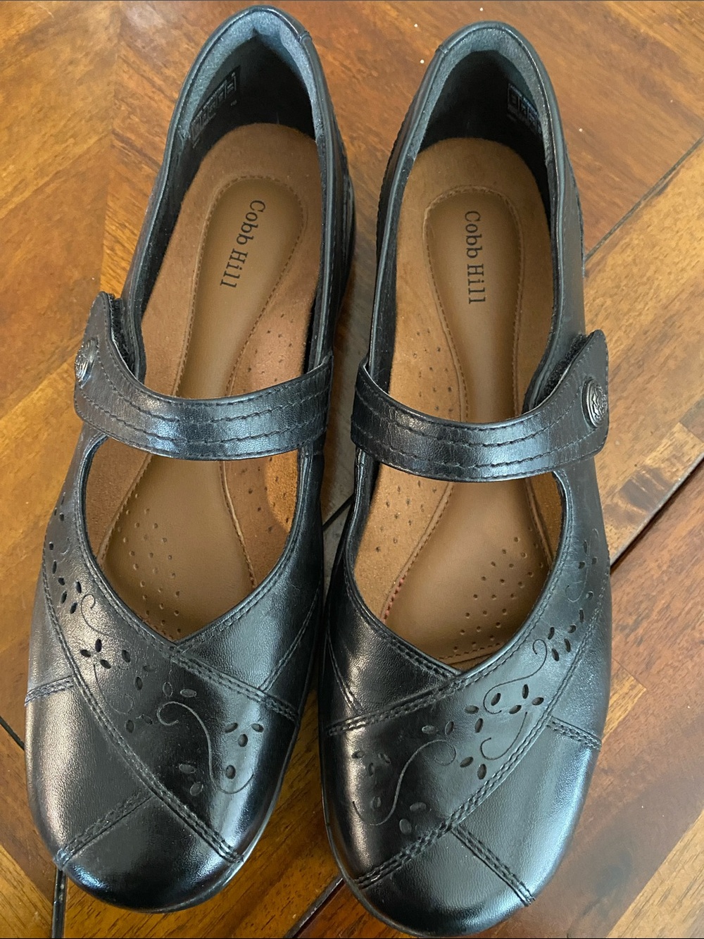 Cobb Hill Black Mary Jane Strap Comfort Flats